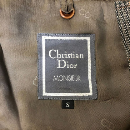 美品◆クリスチャンディオールムッシュ テーラードジャケット ダブル チェック ブラウン系 メンズ サイズS Christian Dior MONSIEUR 【AFF22】