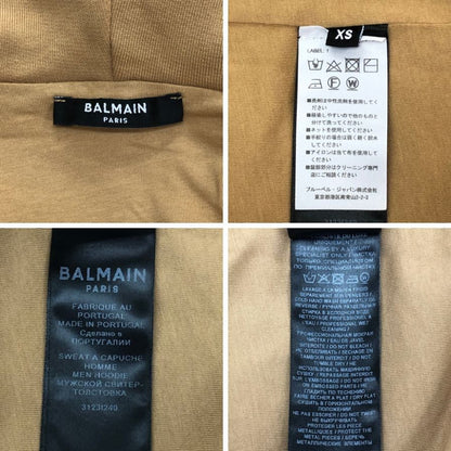 中古◆バルマン ノースリーブパーカー ジップアップ サイドロゴ ベージュ メンズ サイズXS BALMAIN 【AFB8】