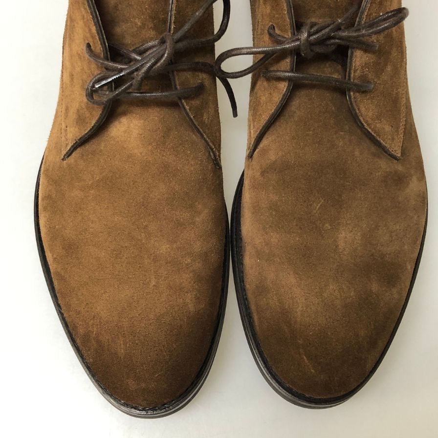 サントーニ チャッカブーツ スエード プレーントゥ メンズ ブラウン サイズUK7.5 Santoni 約26.0cm【PTM1】