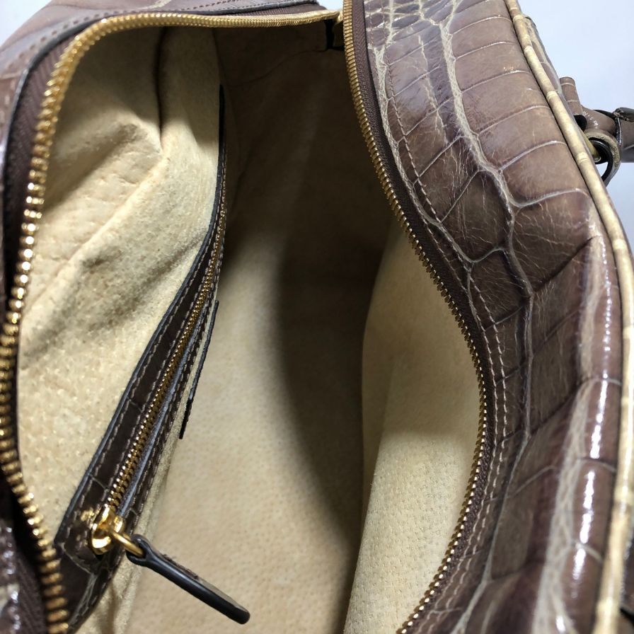 ジェイ&エム デヴィッドソン VIVI ヴィヴィ ハンドバッグ クロコ型押し レディース ブラウン J&M DAVIDSON【AFE8】