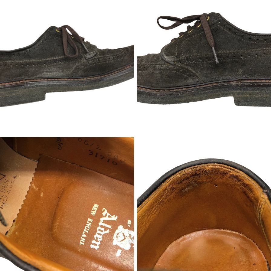 オールデン 31910 スウェード ウイングチップ シューズ モスグリーン サイズ7.5 ALDEN ビジネスシューズ 約25.5cm【LA】【中古】