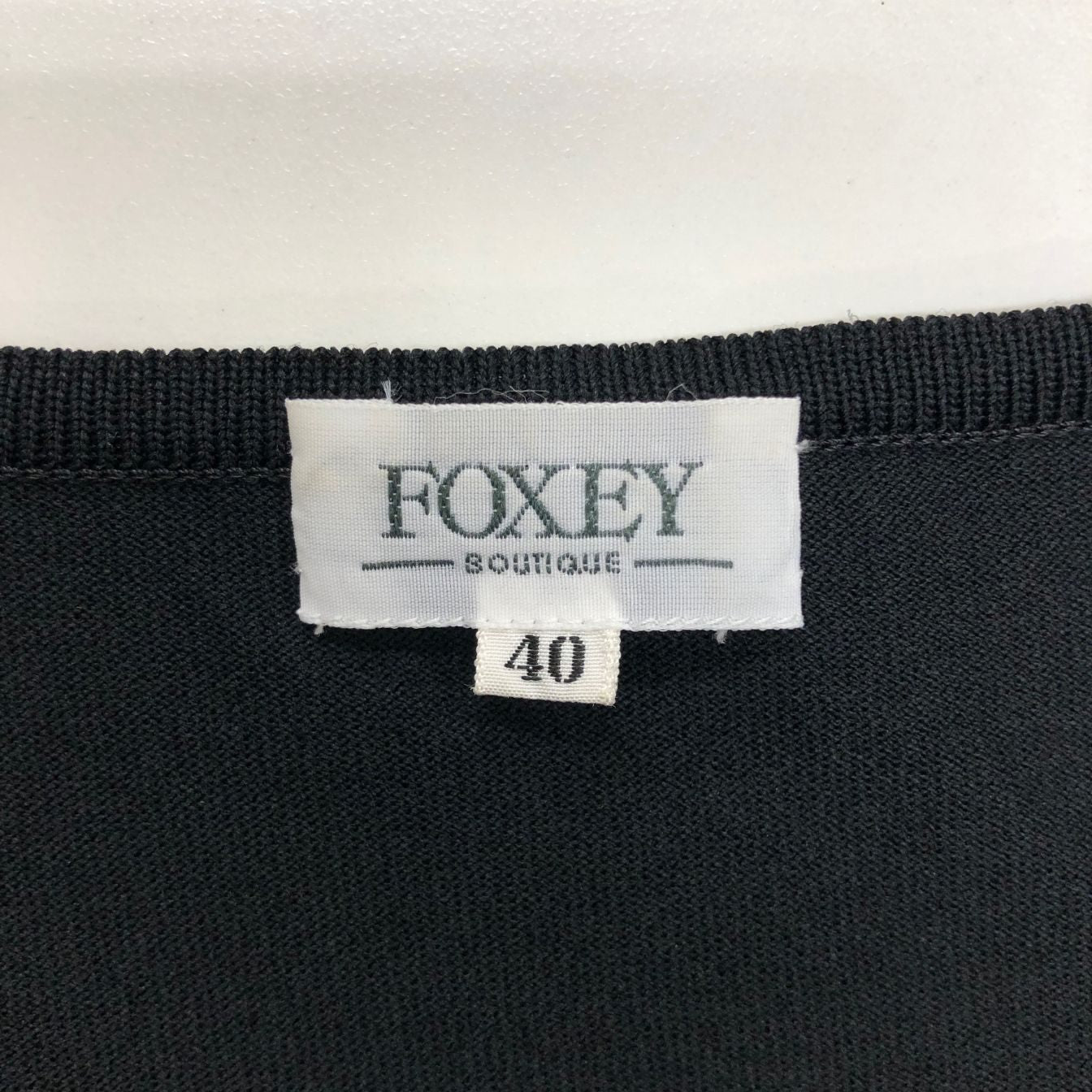 美品◆フォクシー ブティック カーディガン 19018 アセテート 薄手 ブラック レディース サイズ40 FOXEY BOUTIQUE 【AFB4】