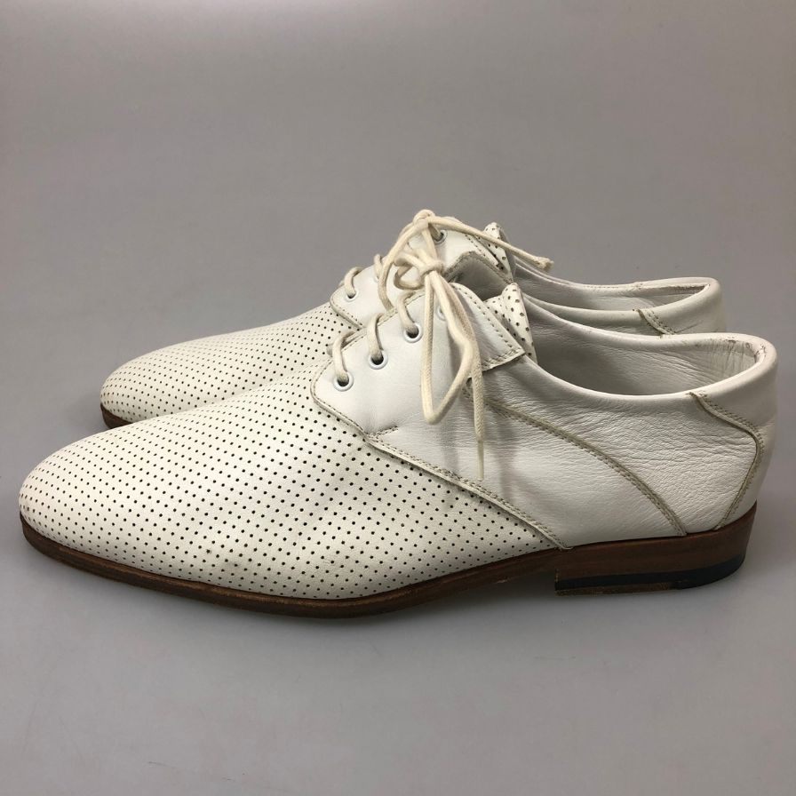 ワールドフットウェアギャラリー レザーシューズ プレーントゥ メッシュ ホワイト サイズ6.5 メンズ World Footwear Gallery 約25.0cm【YB4】