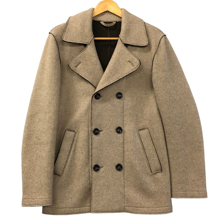 美品◆ジョルジオアルマーニ コート ダブルフェイス ウール Pコート ベージュ ブラウン サイズ48 メンズ GIORGIO ARMANI 【AFA15】