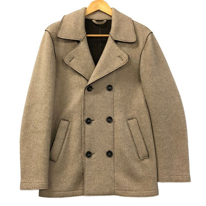 美品◆ジョルジオアルマーニ コート ダブルフェイス ウール Pコート ベージュ ブラウン サイズ48 メンズ GIORGIO ARMANI 【AFA15】