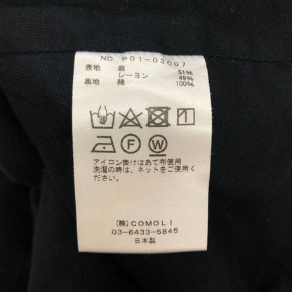 コモリ 19SS ヴィスコースリネン ドローストリングパンツ P01-03007 メンズ サイズ1 ブラック COMOLI 【AFB16】