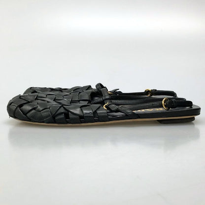 プラダ 編み込みサンダル 1S207M レディース サイズ36.5 ブラック PRADA 約23.0cm【AFC29】
