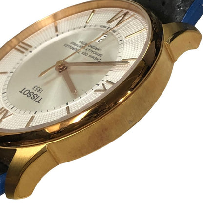 ティソ 腕時計 T099408A 1853 AUTOMATIC デイト 白盤面 枠ゴールド 裏スケルトン ラバーベルト メンズ TISSOT【AFI15】