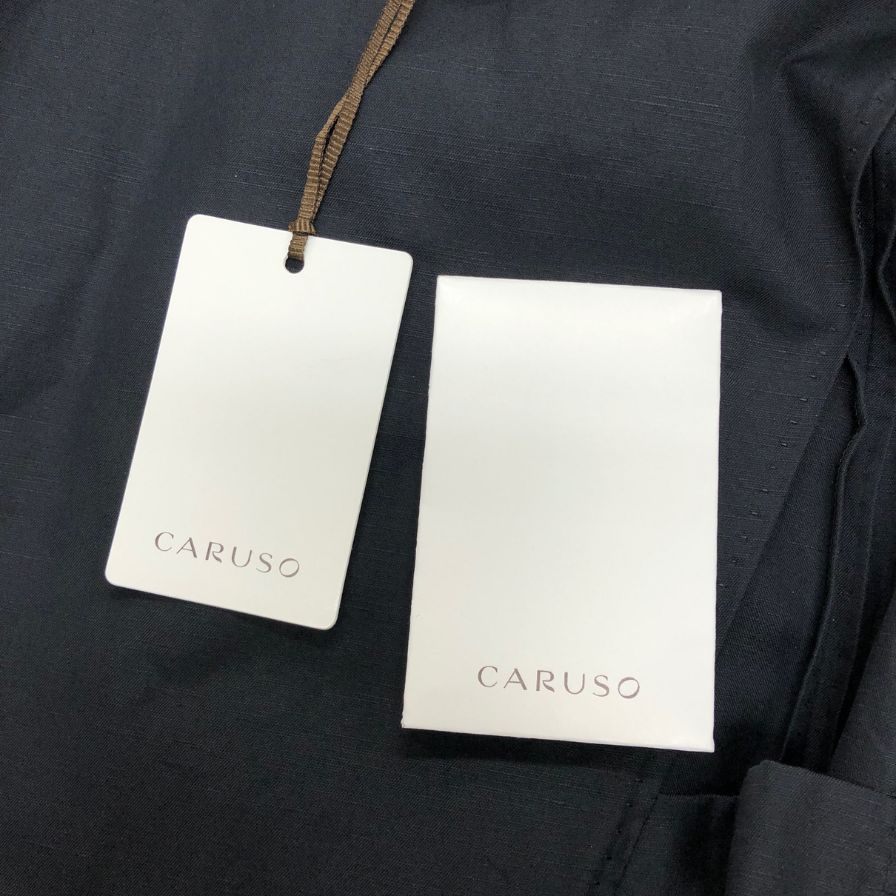 新品同様◆カルーゾ ゼロ 2Bジャケット コットン×麻 メンズ ブラック サイズ46 CARUSO 【AFB10】
