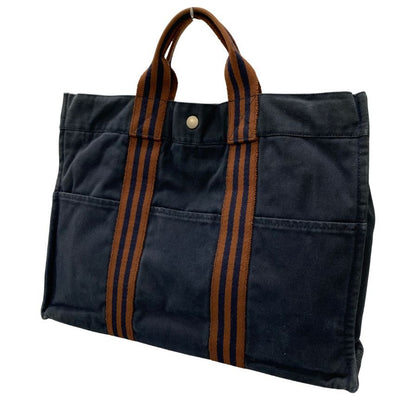 エルメス ハンドバッグ フールトゥー MM キャンバス ハンドバッグ レディース ネイビー  HERMES【AFE10】