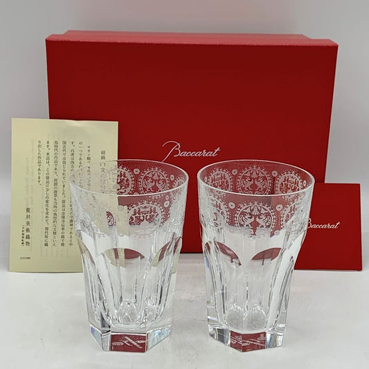 バカラ タンブラー 龍村コレクション 円紋白虎錦 アルクール 2客セット Baccarat【AFI28】【中古】