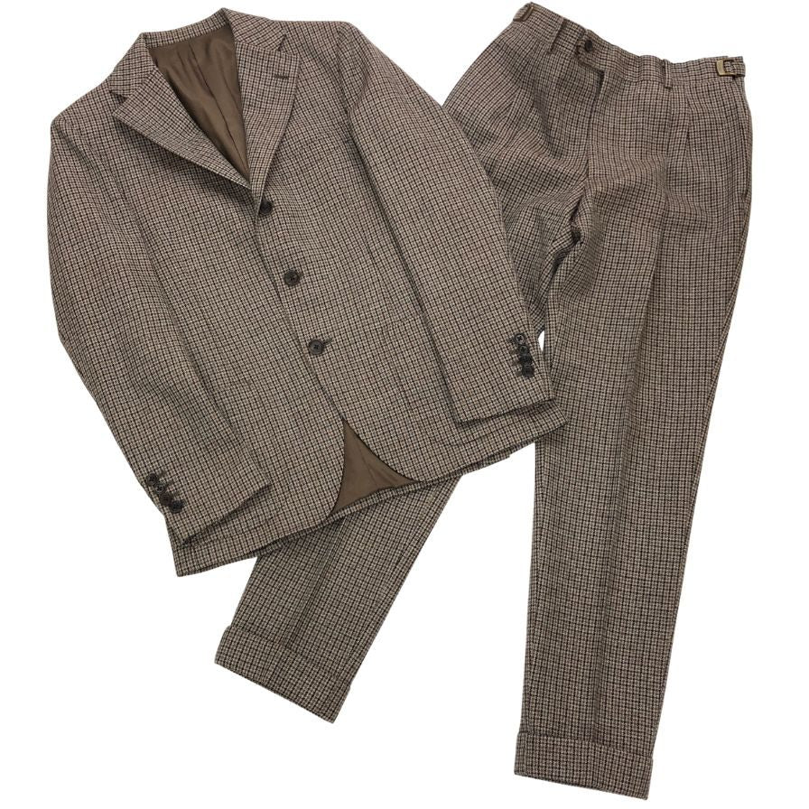 【美品】スーツセレクト　4Sスーツ　テーラードジャケット　パンツ　千鳥柄　紺　L M．グレー 【WEB限定】千鳥格子 メランジ調スーツ テーラー