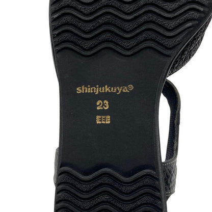 新宿屋 レザーサンダル レザー×シャーク 4500-745 23.0cm レディース ブラック shinjukuya 約23.0cm【7-7】