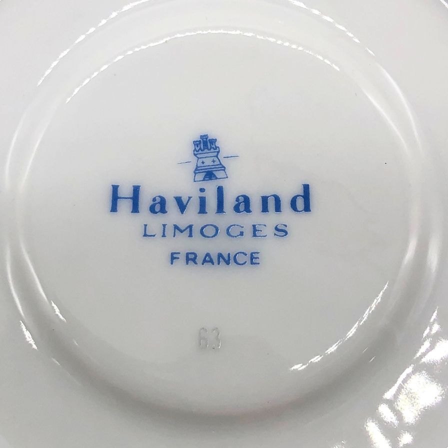 アビランド リモージュ カップ&ソーサー 2組セット デミタスカップ エスプレッソ 花柄  ホワイト系 Haviland LIMOGES【AFI26】【中古】