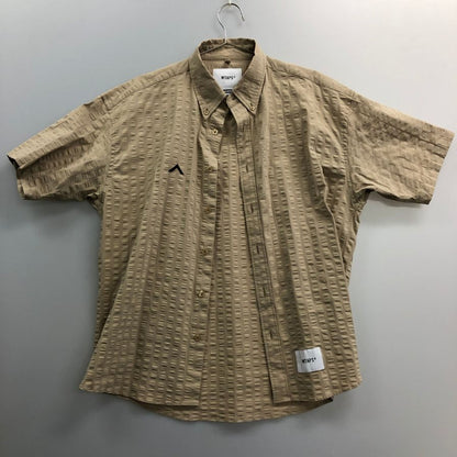 極美品◆ダブルタップス 221GWDT-SHM02 ボタンダウン シアサッカー半袖シャツ ベージュ サイズ2 メンズ Wtaps BD SUCKER 【AFB43】