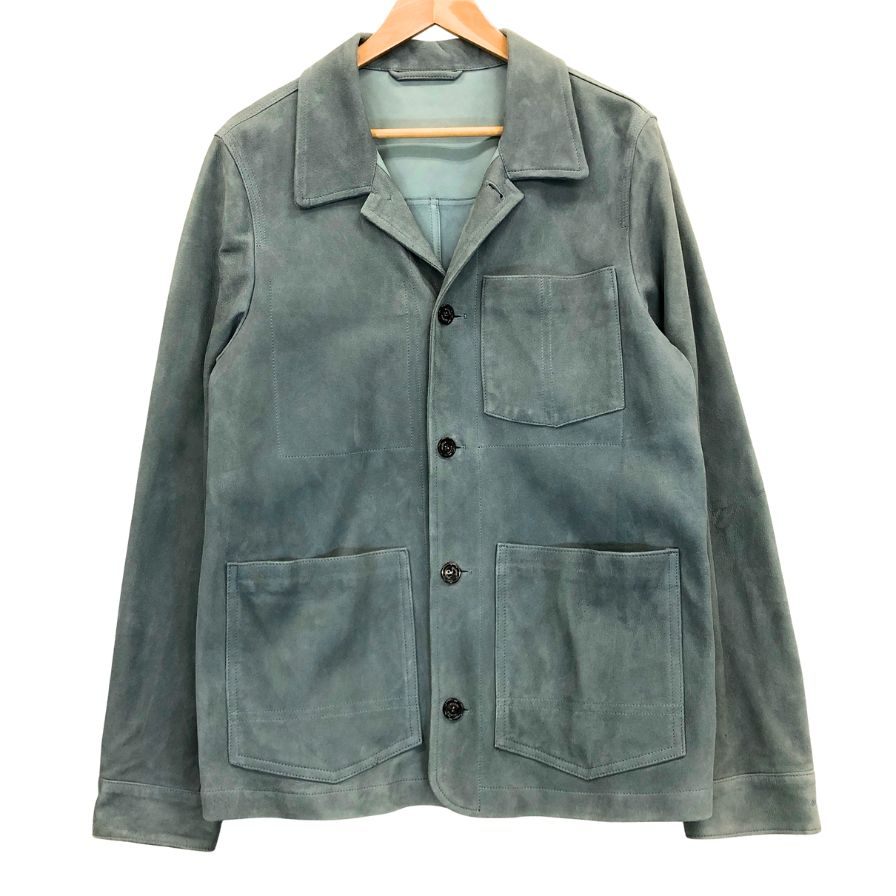 中古◆バルスター ヴァルスター 5B レザー シャツジャケット スエード ラム イタリア製 メンズ サイズ48 グリーン Valstar 【AFB17】