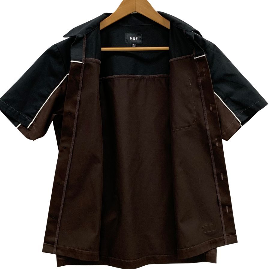 HUF × DICKIES / 半袖シャツ/M/ポリエステル/BLK/無地 美品◇ハフ × ディッキーズ ワークシャツ 半袖 メンズ サイズM