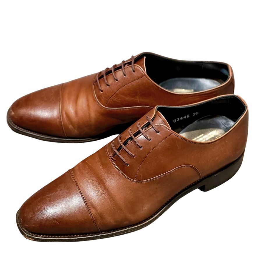 スコッチグレイン レザーシューズ 03446ストレートチップ ブラウン メンズ サイズ25 SCOTCH GRAIN ビジネスシューズ 約25.0cm【LA】【中古】