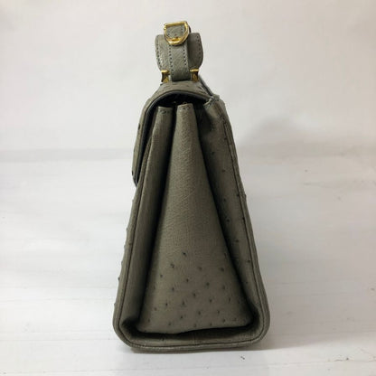 ラ ルーチェ オーストリッチ トップハンドル ハンドバッグ ゴールド金具 レディース グレー La Luce【AFE4】