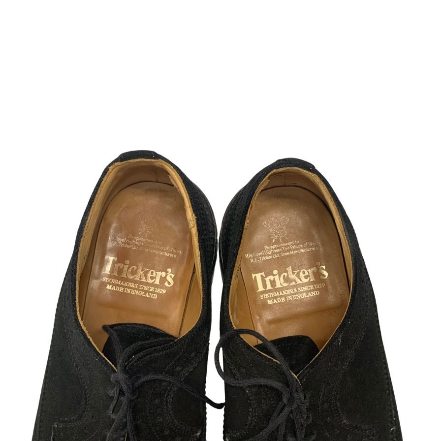 中古◆トリッカーズ レザーシューズ 外羽根 ウイングチップ スエード 77306 ブラック サイズUK8.5 Tricker’s【AFC4】