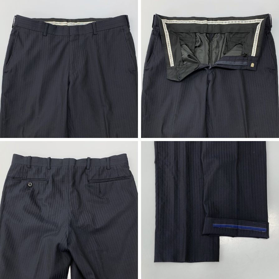 エルメネジルド ゼニア スーツセット 2Bジャケット ストライプ センターベント ゼニア生地 ネイビー メンズ ErmenegildoZegna【AFB27】