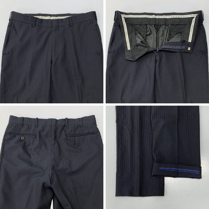 エルメネジルド ゼニア スーツセット 2Bジャケット ストライプ センターベント ゼニア生地 ネイビー メンズ ErmenegildoZegna【AFB27】