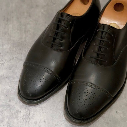 ジョンロブ レザーシューズ グロウナー Sスタンプ セミブローグ ブラック 8695ラスト サイズUK5.5E JOHNLOBB ビジネスシューズ 約24.0cm【LA】【中古】