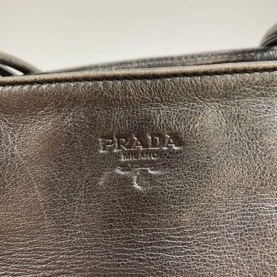 プラダ B5791 うずまき刺繍 トートバッグ ドット柄 ブラック PRADA【AFE1】
