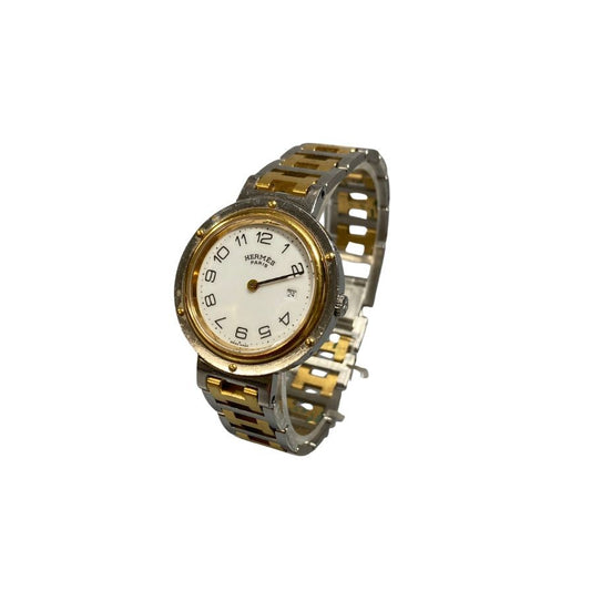 エルメス 491247 クリッパー   腕時計 白文字盤 不動 クオーツ hermes【AFI11】【中古】