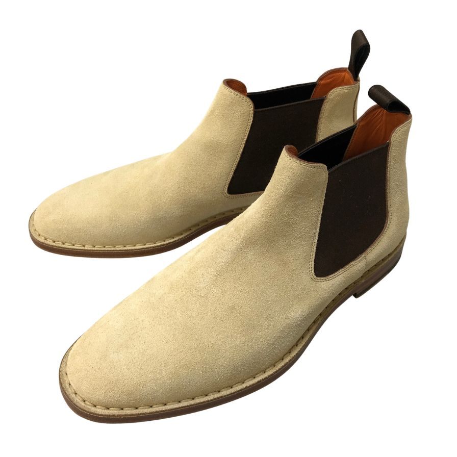 サントーニ サイドゴアブーツ スエード メンズ ベージュ サイズUK8 Santoni 約27.0cm【AFC29】
