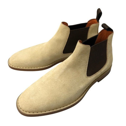 サントーニ サイドゴアブーツ スエード メンズ ベージュ サイズUK8 Santoni 約27.0cm【AFC29】