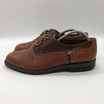 ポリーニ レザーシューズ プレーントゥ クロコ×カーフコンビ メンズ ブラウン サイズ6  POLLINI 約25.0cm【PTM3】