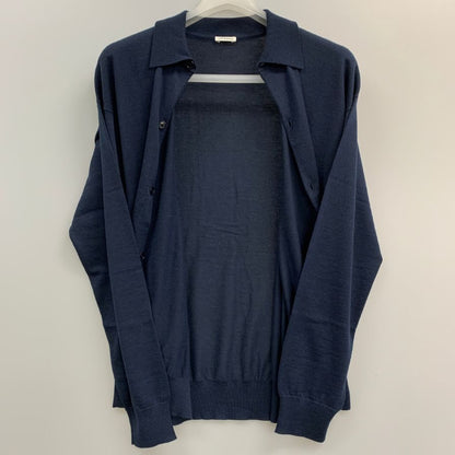 新品同様◆キャッシュ＆バルバ ポロカラーカーディガン ウーステッドカシミヤ 150 サイズ2 メンズ ブラック  IMWSW003 Cash&Barba 【AFB27】