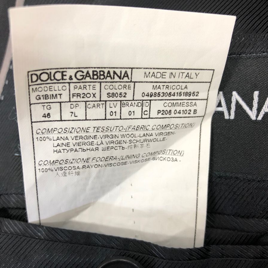 ドルチェ＆ガッバーナ MARTINI 2B ジャケット スーツ ダークストライプ メンズ サイズ46 ブラック DOLCE&GABBANA【AFA1】