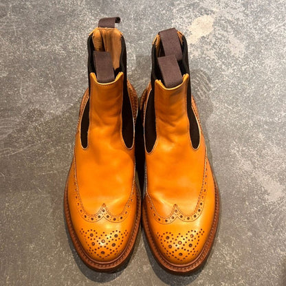 トリッカーズ ヘンリー サイドゴアブーツ ウイングチップ カーフ エイコンアンティーク サイズUK8.5 メンズ Tricker's ブーツ 約27.0cm【LA】【中古】