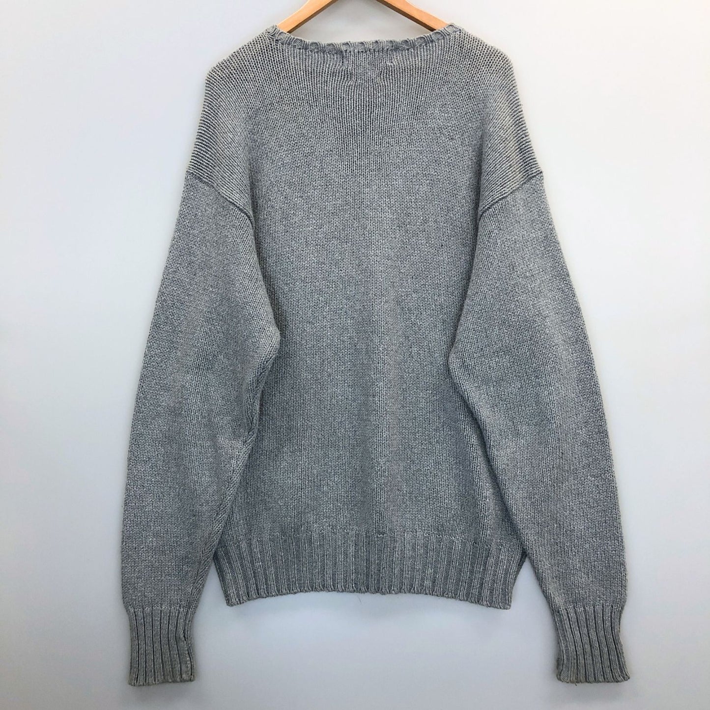 中古◆ポロ ラルフローレン ハンドニット グレー コットン メンズ サイズL Polo Ralph Lauren 【AFB38】