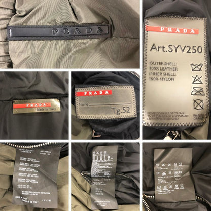 中古◆プラダ ジャケット リバーシブル ナイロン×革皮 ブラック系 PRADA 【AFB1】