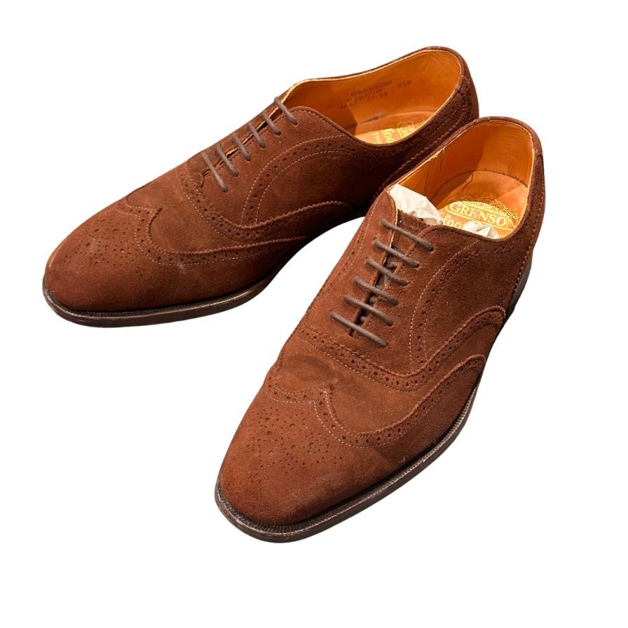 グレンソン レザーシューズ 6381 フルブローグ スエード ブラウン サイズUK6.5F メンズ GRENSON ビジネスシューズ 約25.0cm【LA】【中古】