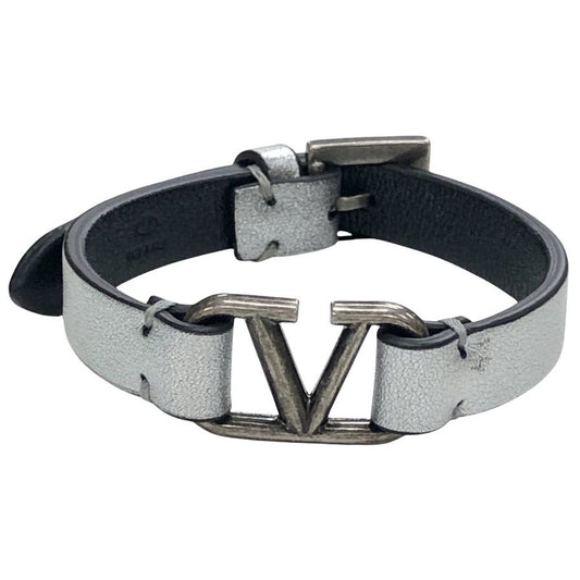 ヴァレンティノ レザー ブレスレット グレー シルバー金具 レディース VALENTINO