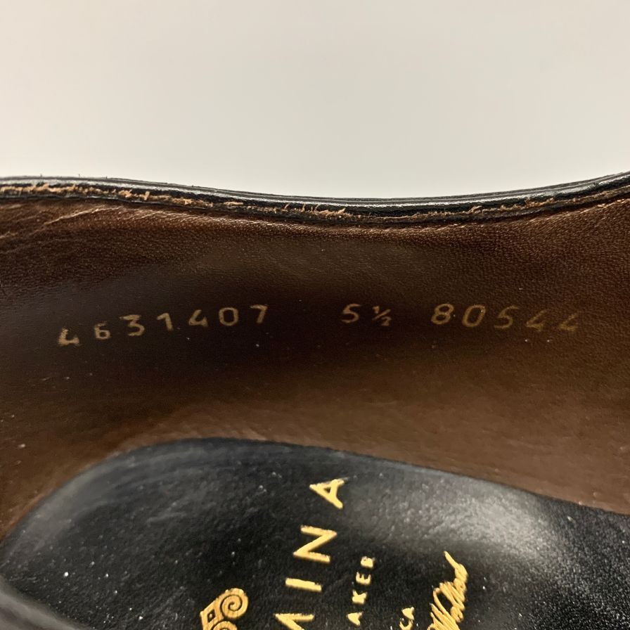 カルミナ トレーディングポスト別注 ダブルモンクシューズ 80544 ボックスカーフ レインラスト ブラック メンズ サイズ5.5E CARMINA ビジネスシューズ 約24.0cm【LA】【中古】