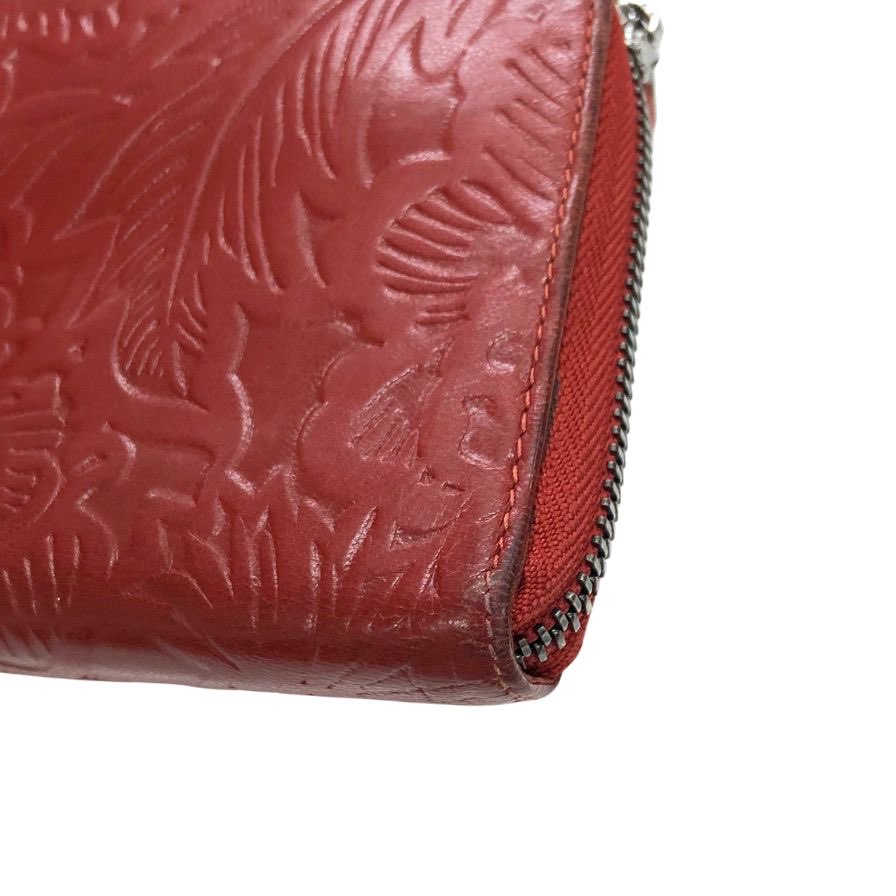ロエベ 長財布 アナグラム ラウンドジップ エンボス レッド LOEWE【AFI18】