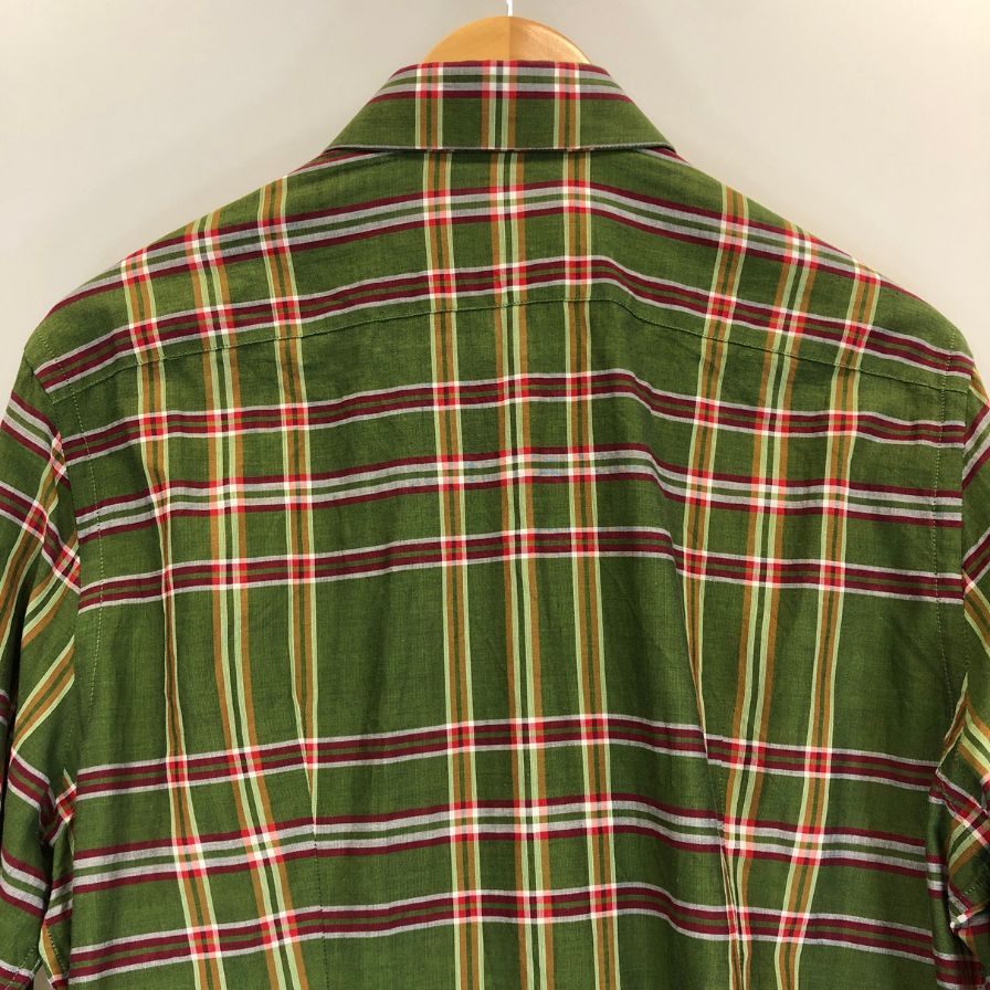 極美品◆プラダ 15SS チェックシャツ グリーン系 メンズ サイズ40 PRADA 【AFB4】