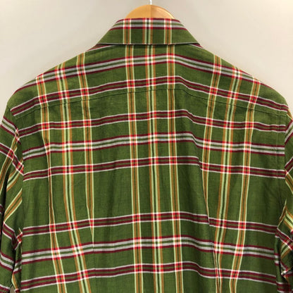 極美品◆プラダ 15SS チェックシャツ グリーン系 メンズ サイズ40 PRADA 【AFB4】