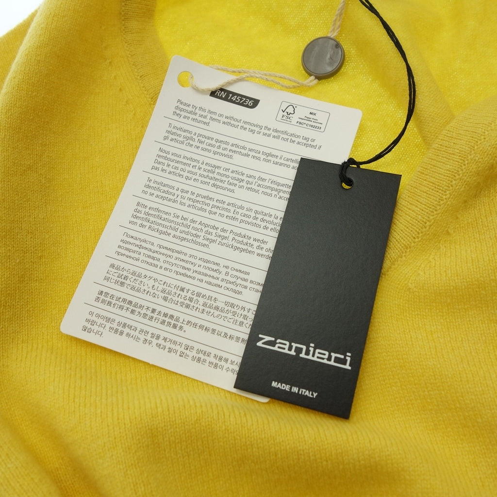 Like new◆ZANIERI Knit V-neck Cashmere Men's Size 3XL Yellow ZANIERI [AFB27] 