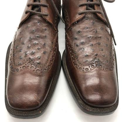 ケネスコール レザーシューズ ウィングチップ 型押し レザー ブラウン サイズ7 KENNETH COLE 約25.0cm【PTM3】