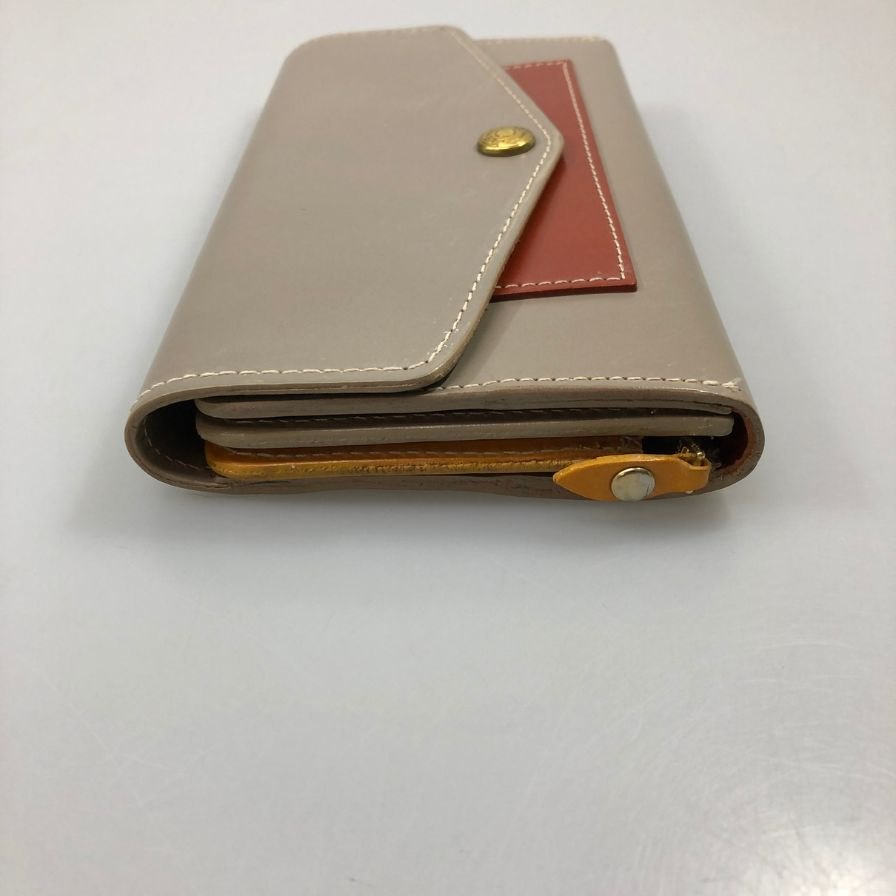 グレンロイヤル 長財布 二つ折り財布 フラップボタン ブライドルレザー グレー系 ゴールド金具 GLENROYAL【AFB54】