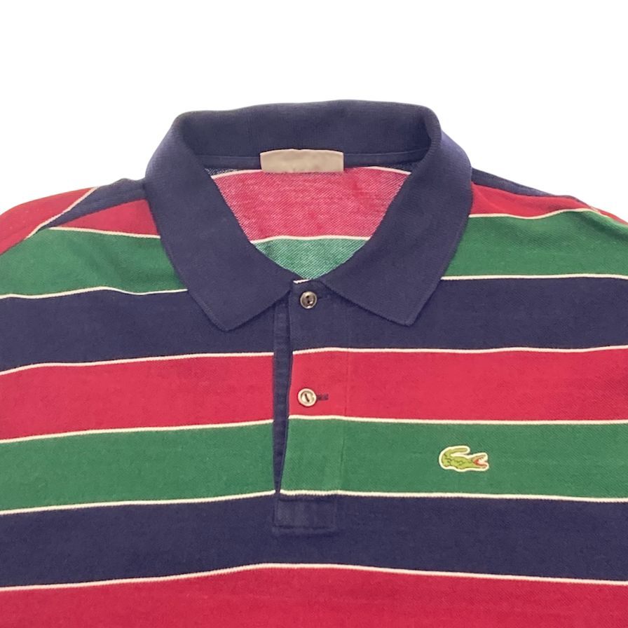 ラコステ ポロシャツ 半袖 フレラコ 80年代前期 フランス製 ボーダー メンズ マルチカラー サイズ5 LACOSTE VINTAGE【LA】