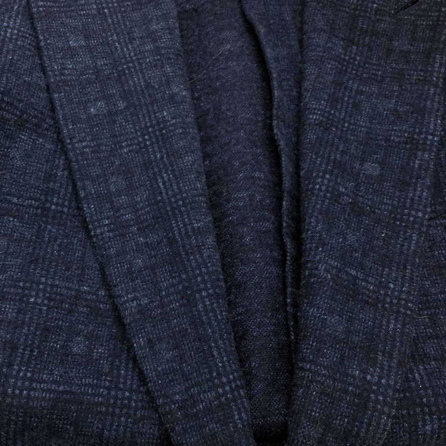 美品◆ラルディーニ テーラードジャケット コットン ウール チェック柄 ネイビー系 サイズ44REG LARDINI 【AFB41】