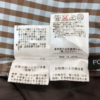 美品◆フォクシー ニューヨーク フレア 膝丈ワンピース 40サイズ ギンガムチェック リボン スクエアネック ノースリーブ FOXEY NEWYORK 【AFB8】