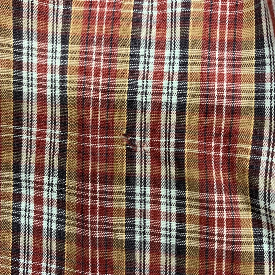 中古◆アロー 開襟シャツ 半袖 チェック コットン USA製 メンズ サイズ15-15 1/2 ARROW 【AFB27】